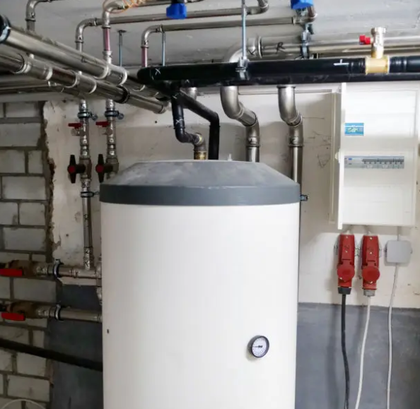 Storage water heater with new supply piping in a Temecula home